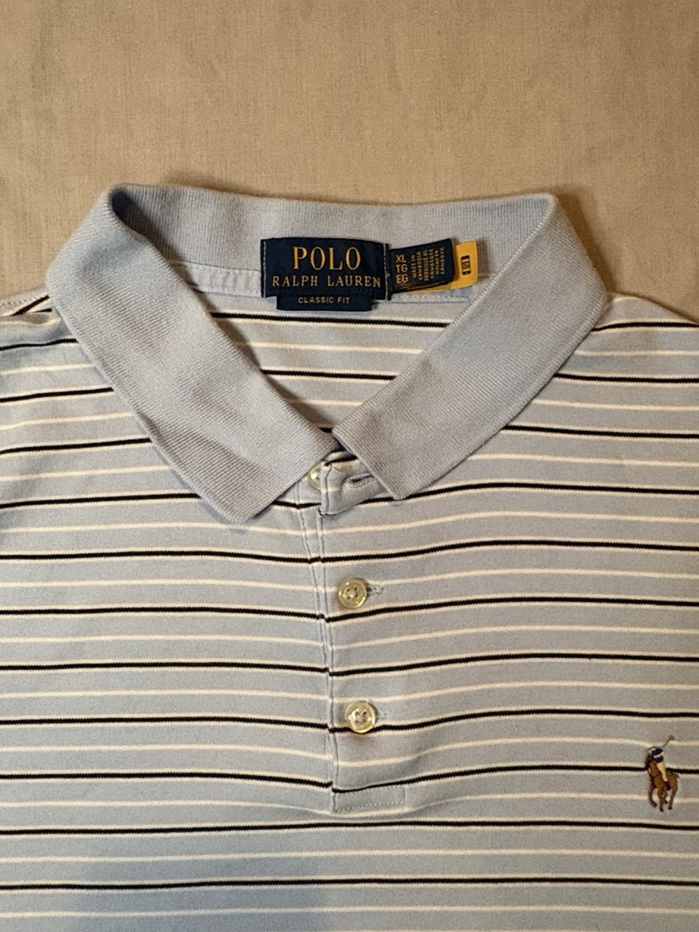 Polo Ralph Lauren Classic Fit Striped Polo in Blue & White Size XL